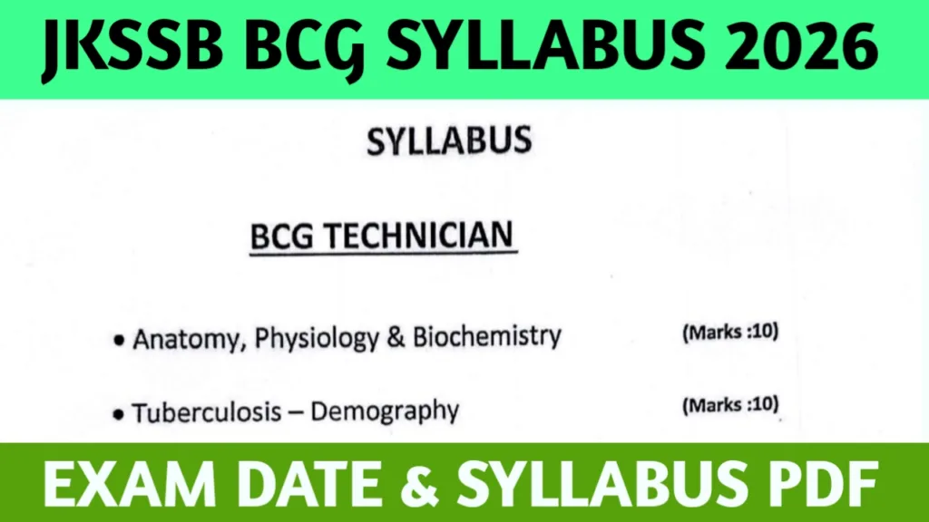 JKSSB BCG SYLLABUS