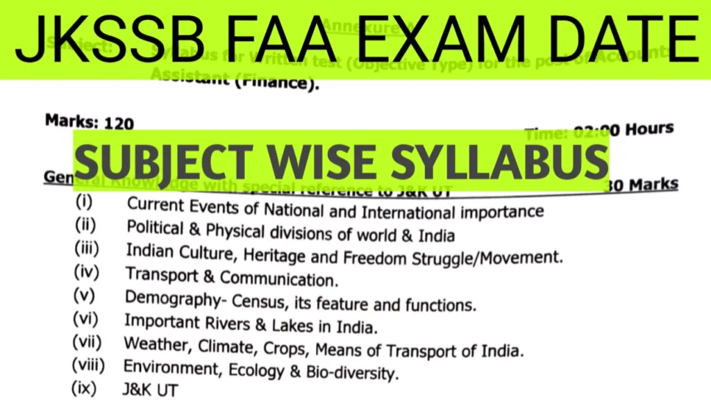 JKSSB FAA EXAM DATE
