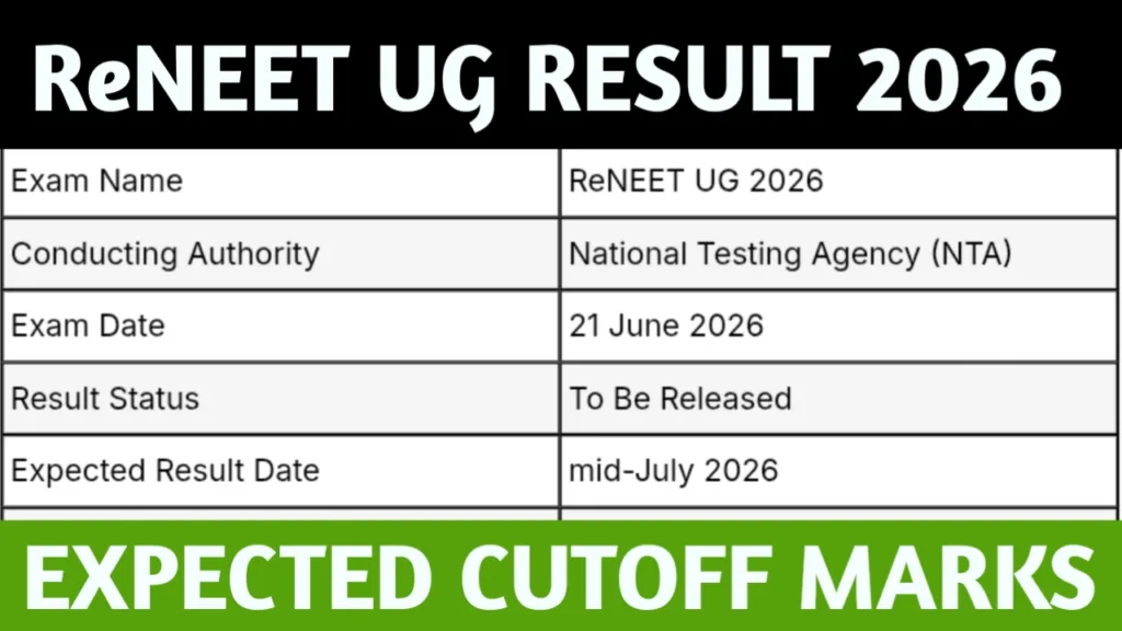 ReNeet UG result 2026